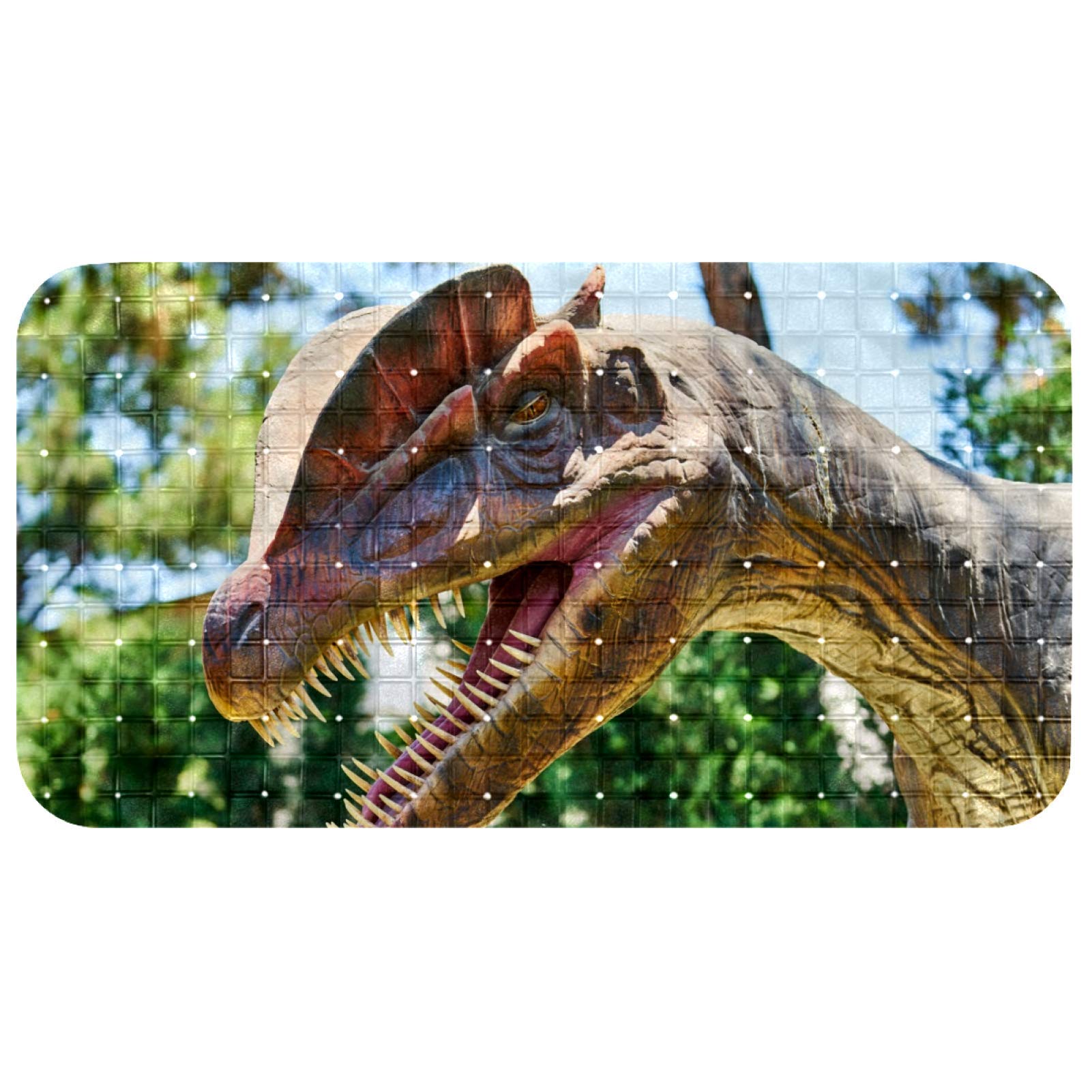 Alfombrilla de baño sin látex con diseño de dinosaurio feral para duchas seguras