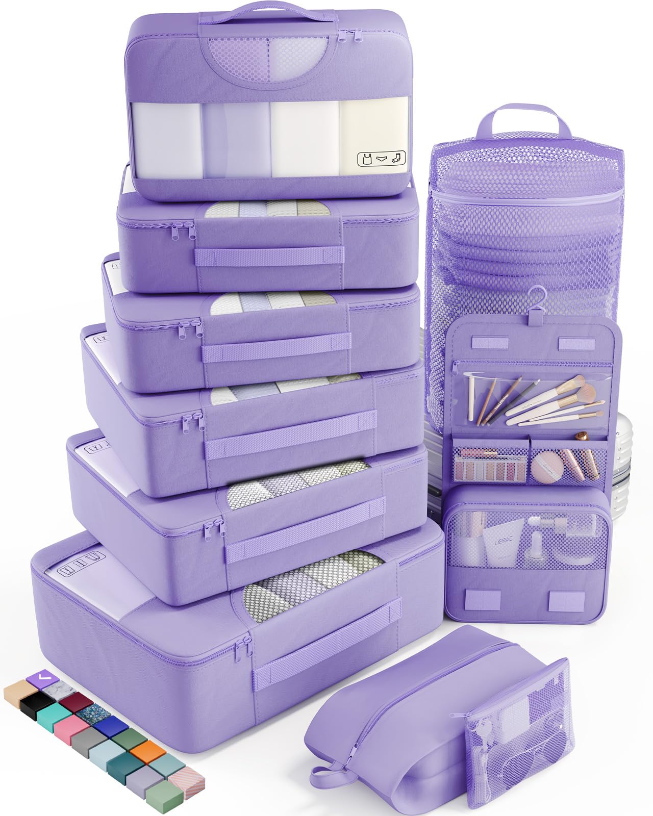 Veken 10 Set Packing Cubes for Travel Essential, Suitcase Organizer Bags in 4 Sizes, Carry-On Luggage Accessories with Large Laundry & Hanging