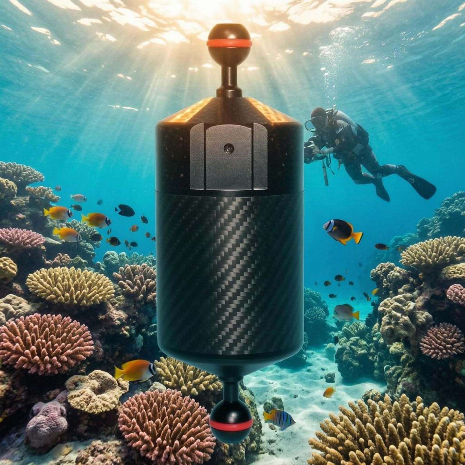 Underwasser Kamerahalterung Unterwasser Kamera Halterung Schwimm Arm Auftriebsarm Aluminium Stabil Leicht Schwimmend Ballkopf Adapter für, Schwarz, FA65 65 200mm