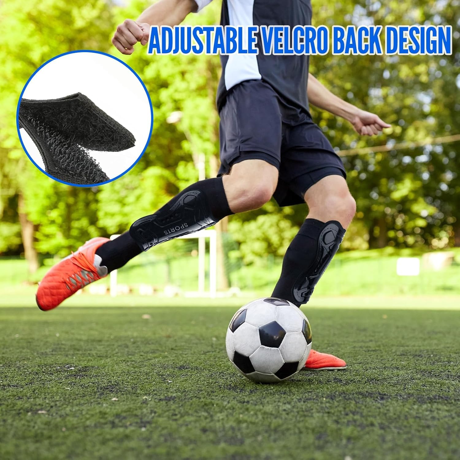 2 pares de espinilleras de fútbol para niños pequeños y jóvenes, espinilleras de fútbol con doble correa ajustable para adolescentes de 3 a 14 años, equipo de protección ligero para pantorrillas para