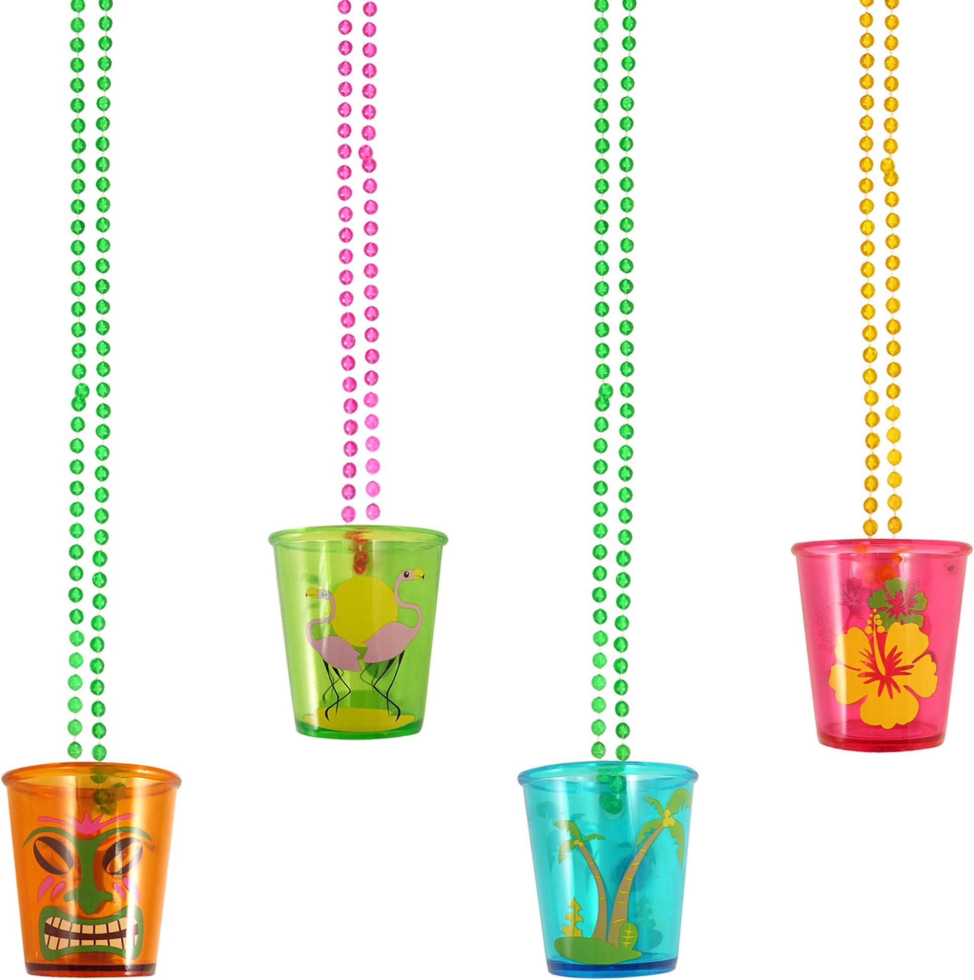 8 X Hen Night Shot Glasses in 4 astd Colours Hawaiian Theme BBQ Beach Party Occasion