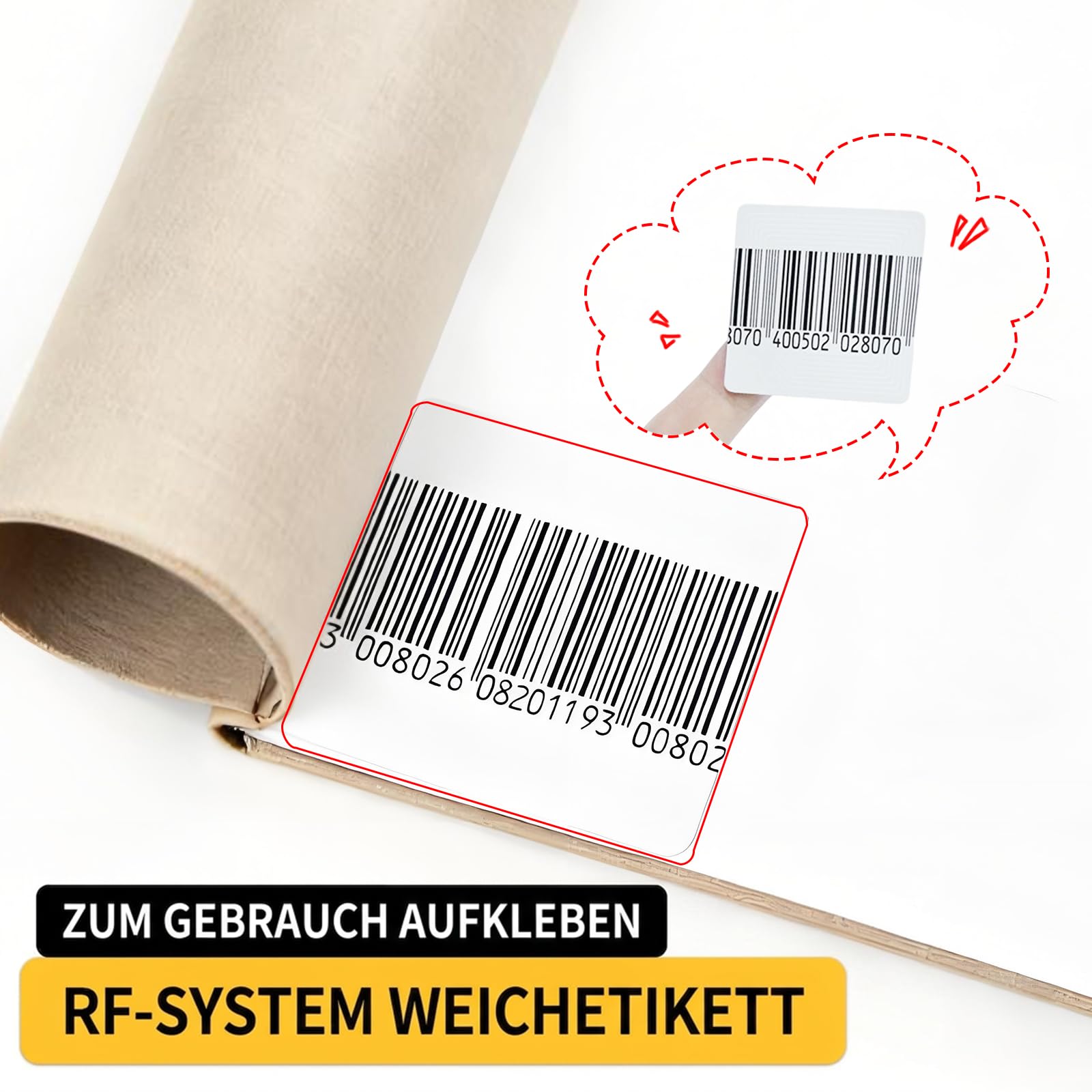 Anti-Diebstahl-Sicherheitsetikett für den Einzelhandel, 8,2 MHz RF-Aufkleber 40×40mm, kompatibel mit RF-EAS-Systemen für Boutiquen & Allgemeine Geschäfte (1000)
