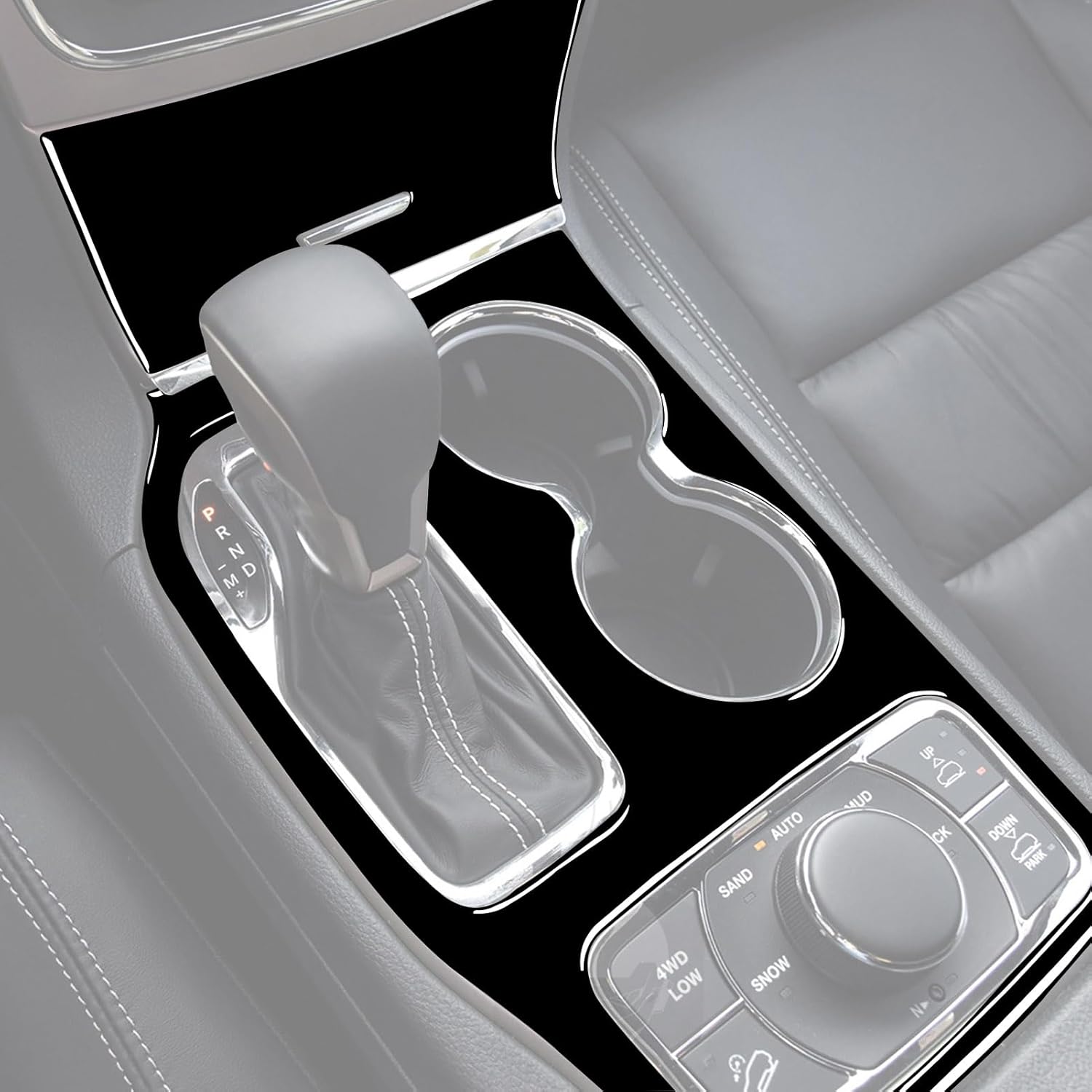 Car Center Console Shifter Transmission Panel Sticker Set Glossy Bright Piano Black Decal Interior Trim Sticker Compatible with Jeep Grand Cherokee WK2 16-20 Auto Decoration Accessories-Type B
