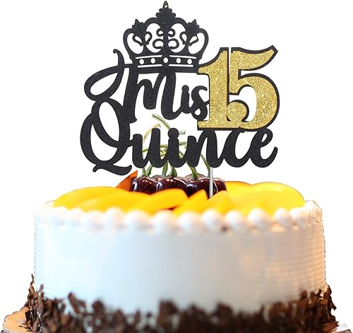 Mis membrillo 15 decoración para tartas de cumpleaños de quincenera, decoración de fiesta de cumpleaños número 15