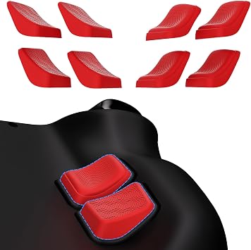 PlayVital Back Button Enhancement Set for Steam Deck LCD, Grip Improvement Protection Kit for Steam Deck OLED - Mix Version Streamlined & Studded Design - Red