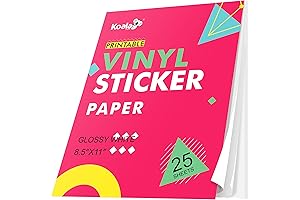 Koala Printable Vinyl Sticker Paper, 8.5x11 Inch Printable Vinyl Paper for Inkjet and Laser Printers