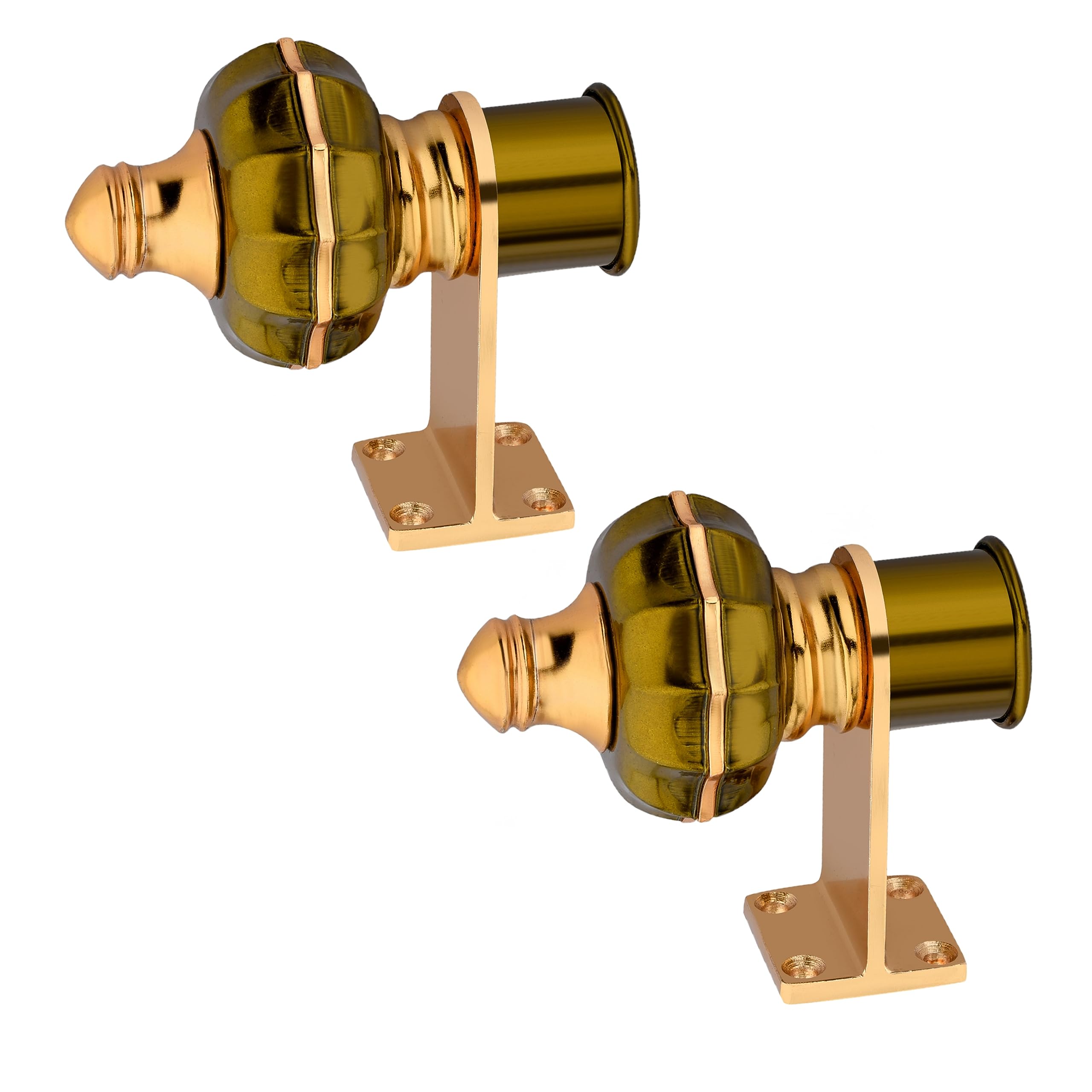 Aluminiume Alloy Raj Mandir Wine Gold Finish Curtain Rod Rail Bracket Window Curtains Holder Support for Window & Door 1 Inch . (Pack of 1, Green)