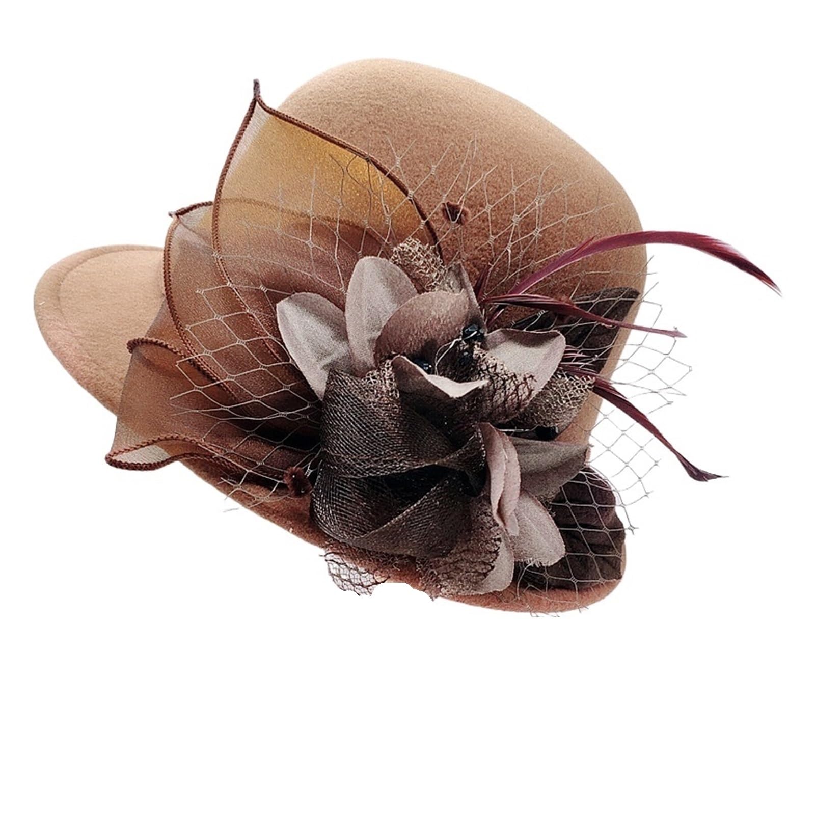 Cappelli Fascinator Donna Cappello Classico a Tesa Larga Fedora con Cintura di Perle, Solido, for Uomo e Donna, Invernale, for Matrimonio, Chiesa, Jazz