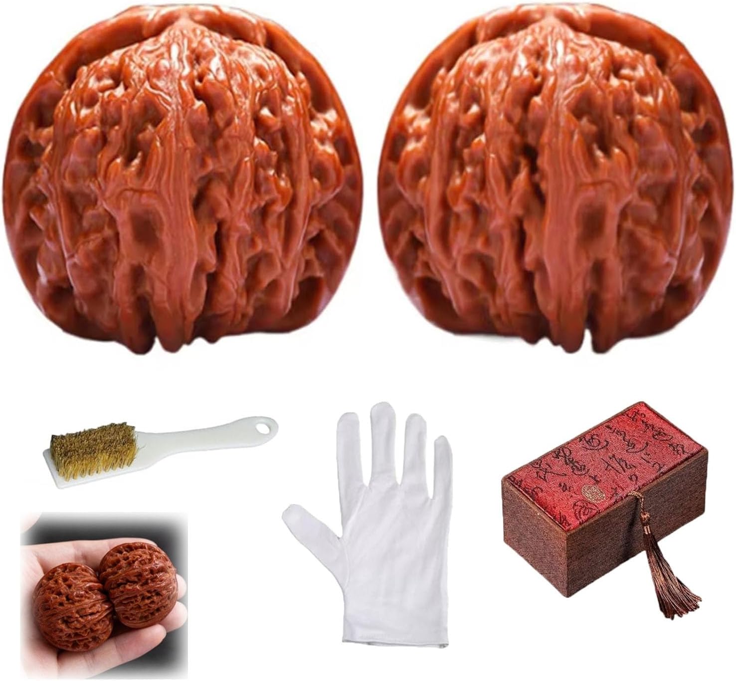 2026 New Wenwan Walnuts,Chinese Walnuts Fidget,Walnut and Massage Stress Relief Health Care Ball Toy for Stress Relief(B)