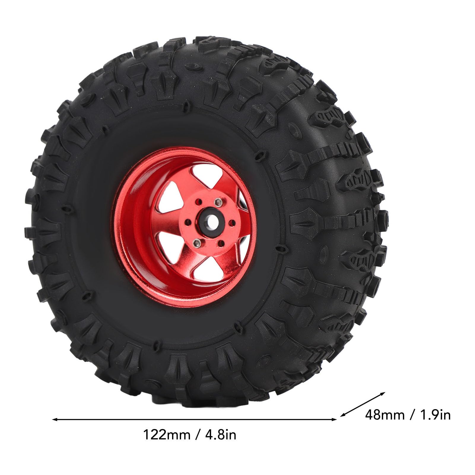 Generic Wysokowydajny Zestaw Opon 1,9 Cala do Gąsienic RC na Trudne Przygody do Axial SCX10 Wykonany z i Metalu, 4 szt. (czerwony)