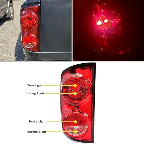 Miniatura 3 de HECASA Luz trasera compatible con Dodge Ram 150025003500 2007-2009 Pickup Conjunto de lámpara trasera de repuesto izquierdo para 55277303AB