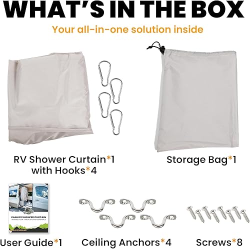 Miniatura 3 de Cortina de ducha de 72 pulgadas de altura, cortina de ducha oculta para caravana con calcomanías magnéticas, cortina de ducha interior para regadera