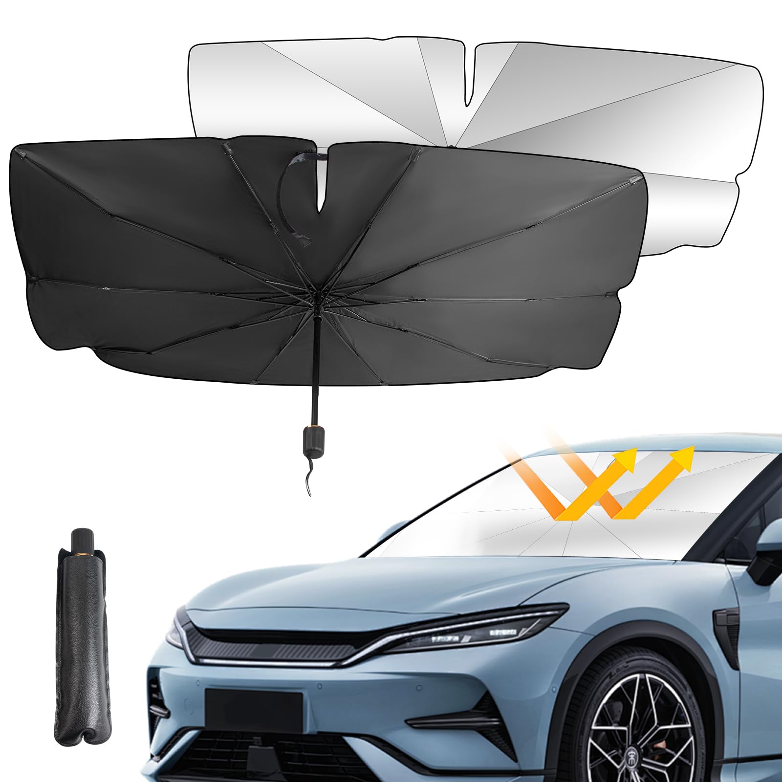Qoosea Car Windshield Sun Shade Umbrella