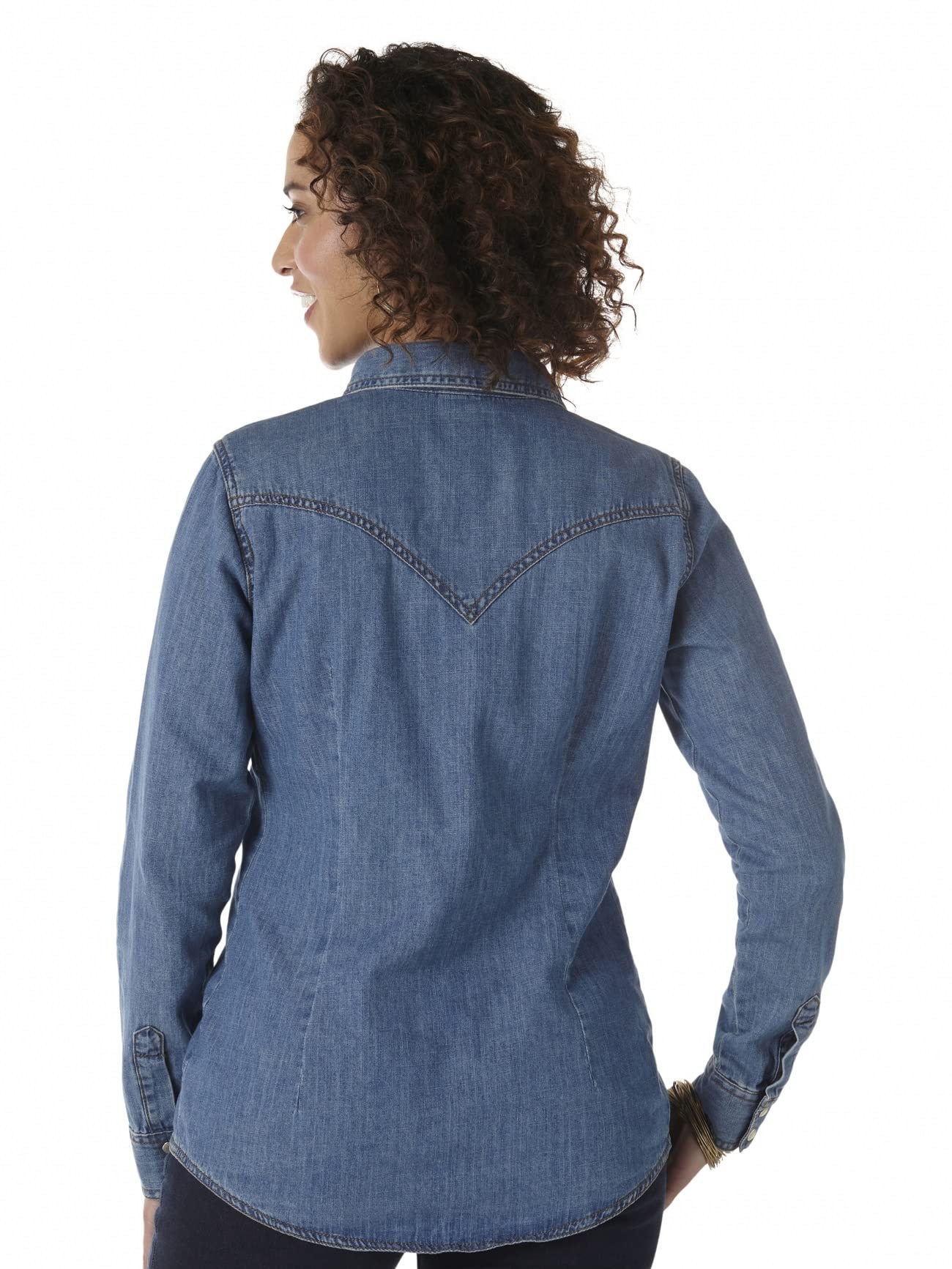 Wrangler Retro Long Sleeve Western Denim Snap Shirt Camisa Mujer (Pack de 1)