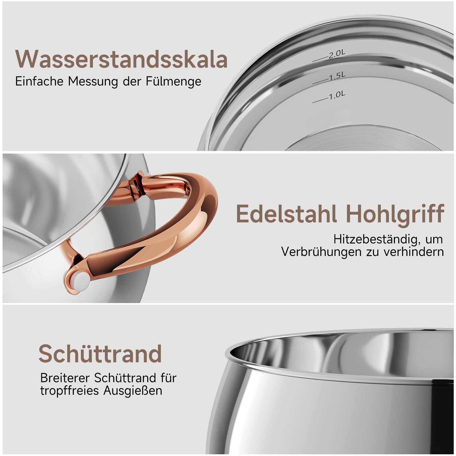 Scheffler Topfset Mit Deckel, 10tlg, Induktions, Für alle Herdarten | Edelstahl-Kochtopfset, 16/18/20/24/24 cm