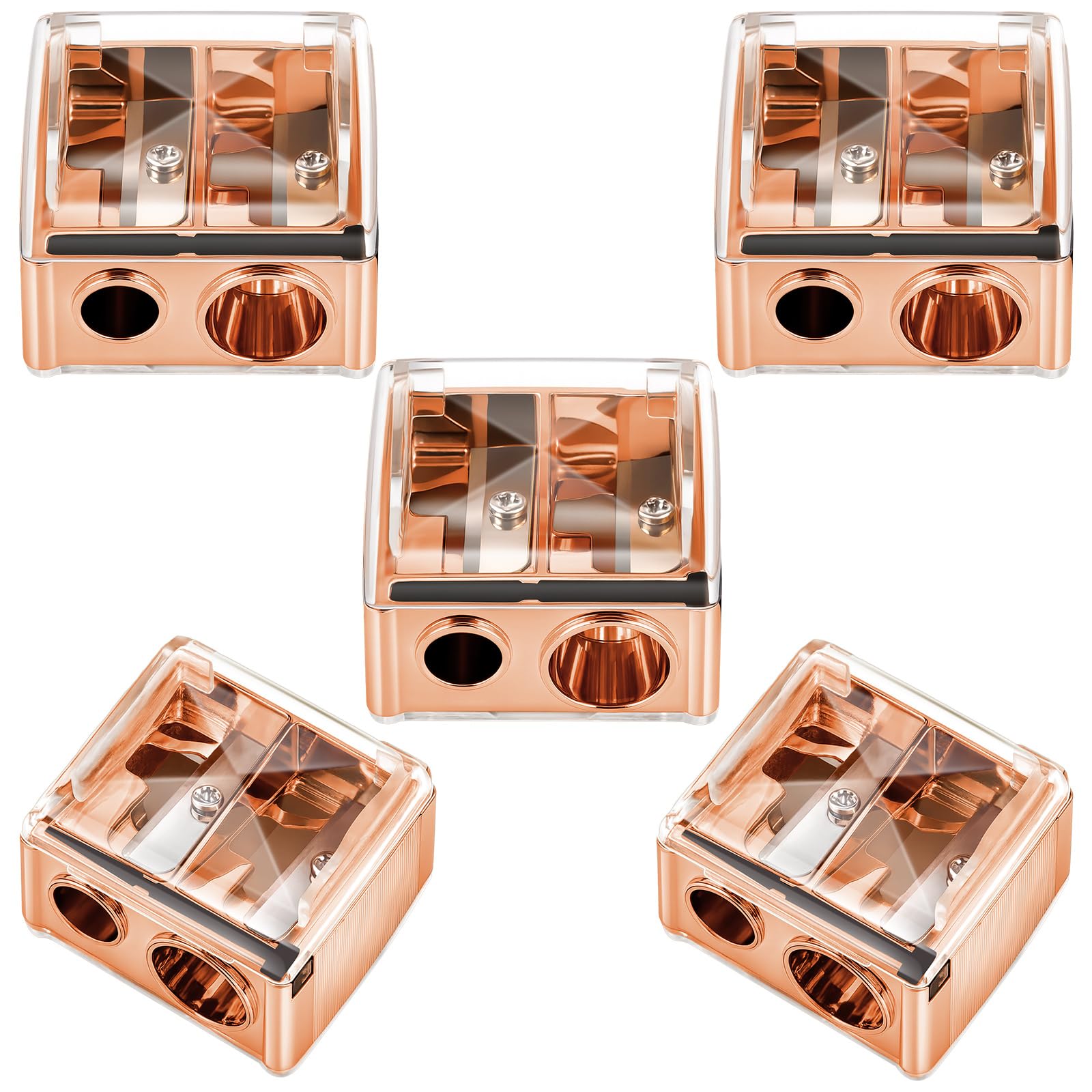 Chuangdi 5 Pcs Makeup Pencil Sharpener for Lip Liner, Rose Gold,Classic