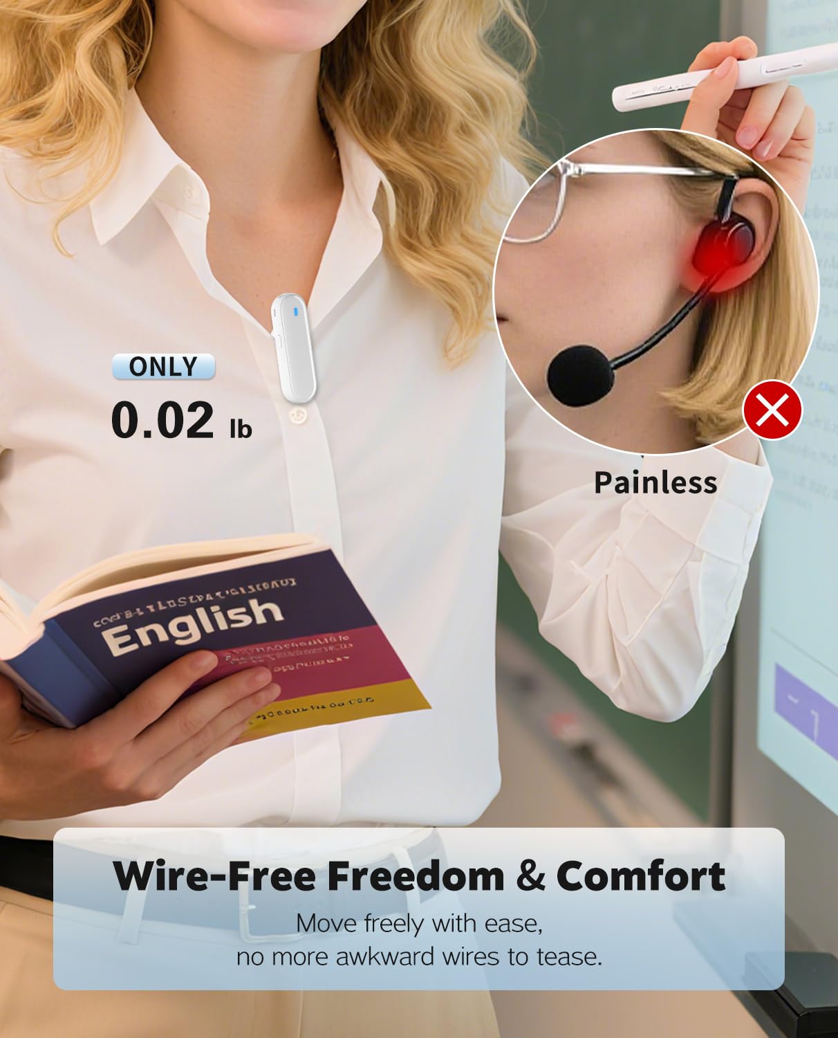 Tearstone Sprachverstärker für Lehrer mit kabellosem magnetischem Lavalier-Mikrofon, Bluetooth Tragbarer wiederaufladbarer Lautsprecher, 2 Mikrofone für Klassenzimmer, Meetings, Reden, Outdoor (Weiß)