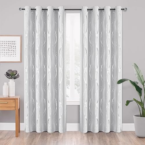 BUHUA Juego de 2 paneles de cortinas opacas de 63 pulgadas de largo, cortinas de eficiencia energética y reducción de ruido para dormitorio con