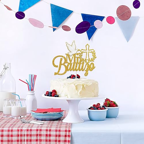 Miniatura 4 de Mi Bautizo - Decoración para tartas, My Bapstim, brillante para la primera comunión para baby shower, baby shower, suministros de decoración de
