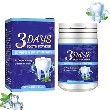 3 Days Teeth Whitening Powder,80ml 3 Days Pearl Tooth Powder,Probiotic Whitening Tooth Powder,Mint Tooth Powder,Natural Teeth Whitening Powder,Tooth Stain Remover Powder 80ml