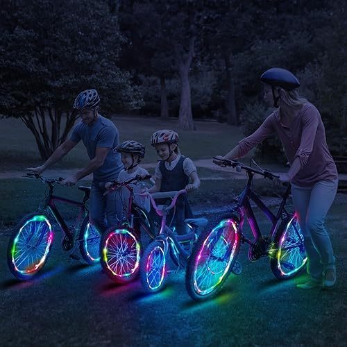Miniatura 5 de Paquete de 2 luces de rueda de bicicleta  Luces LED impermeables para bicicleta de adultosniños bicicletas de conducción nocturna  7 colores LED