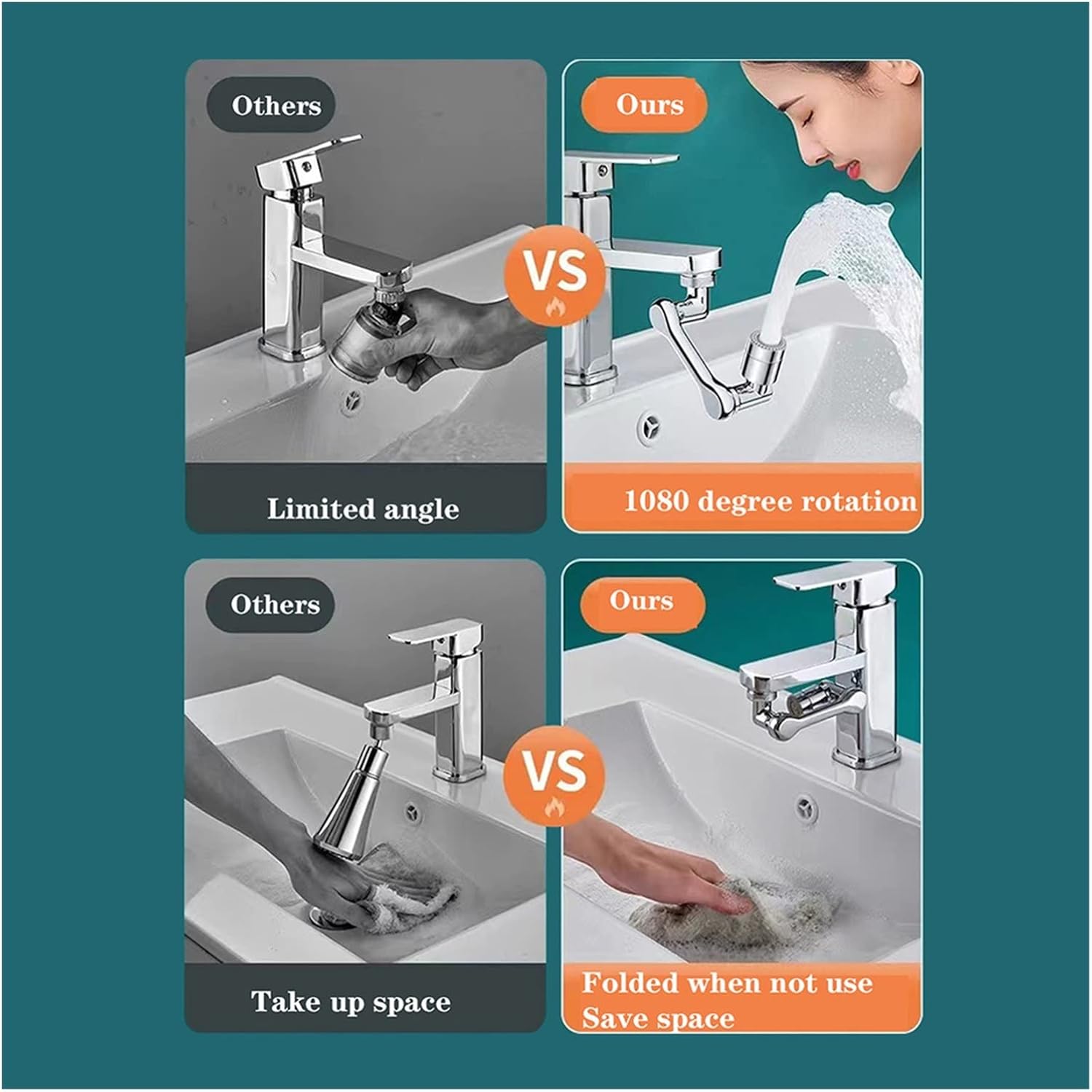 Rotate Swivel Faucet Aerator Universal 1080°Rotation Faucet Extender Kitchen Sink washbasin Anti Splash Filter Faucets Bubbler Nozzle Robotic Arm