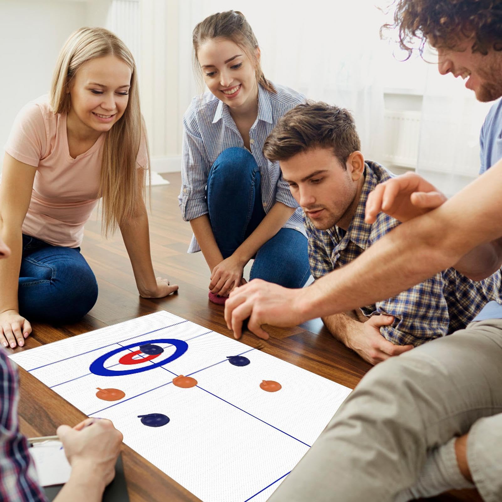 Générique Curling de – Mini Gioco Sportivo di Pellet, Kit di Gioco da Scrivania Indoor | Tappetino Attività Familiare Multifunzionale da 53 x 10 Pollici per Intrattenimento Tempo Libero a Casa con Uno