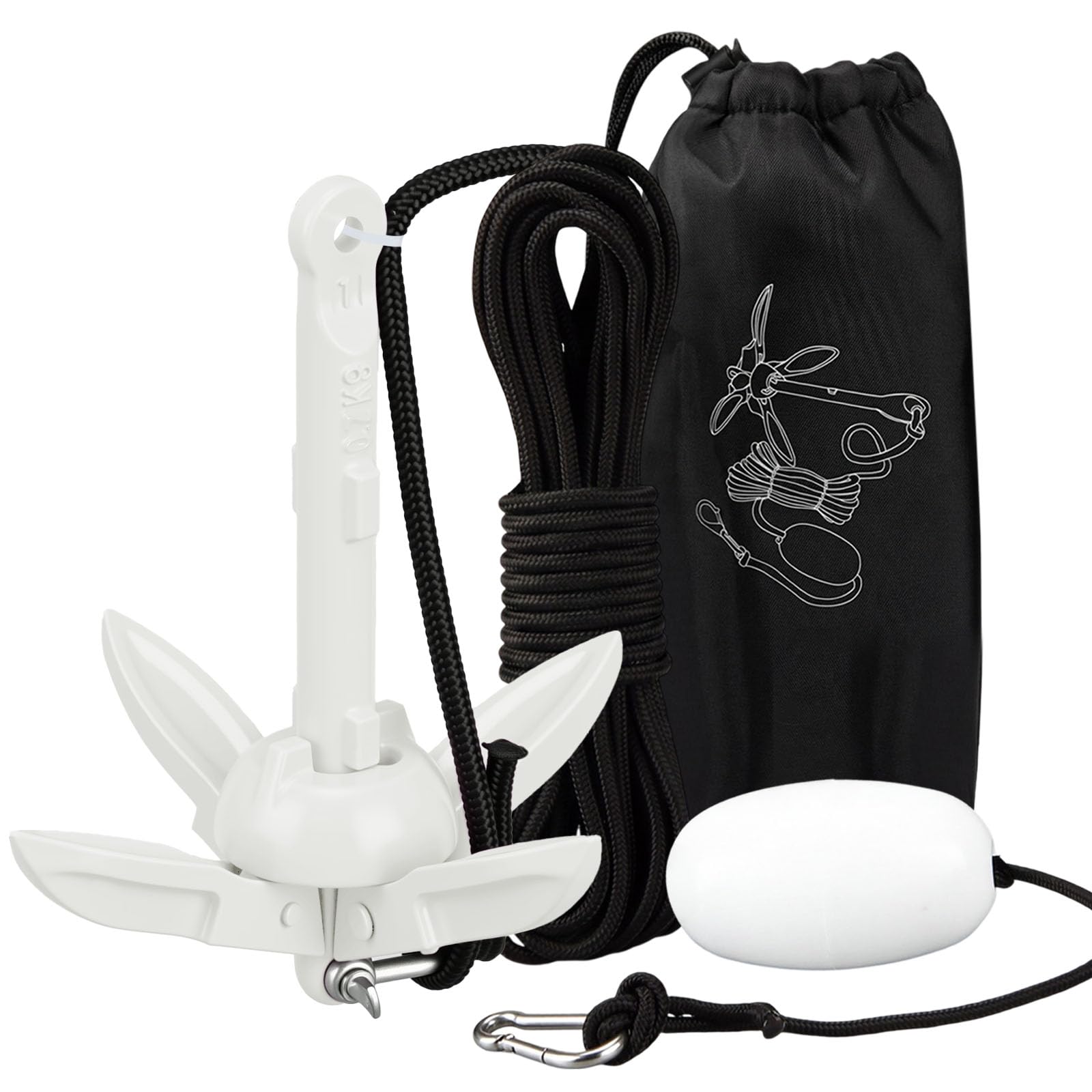 MorningRo Folding Grapnel Anchor Kit, Kayak 40ft Rope
