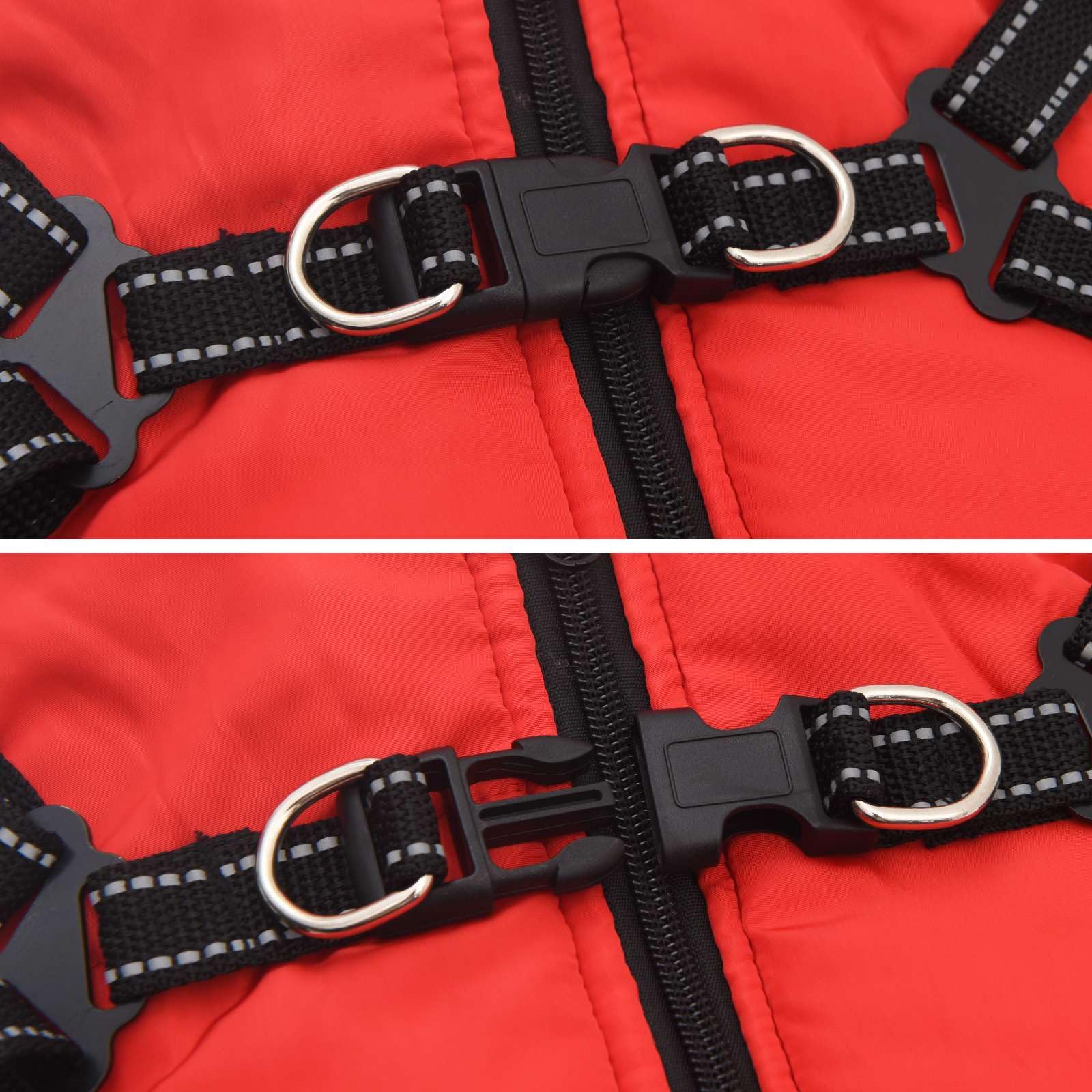 Cappotto per cani rosso L28, impermeabile in pile e poliestere, con strisce riflettenti, regolabile per cani da 2 a 3 kg, antivento e caldo, per passeggiate all'aperto in autunno e inverno
