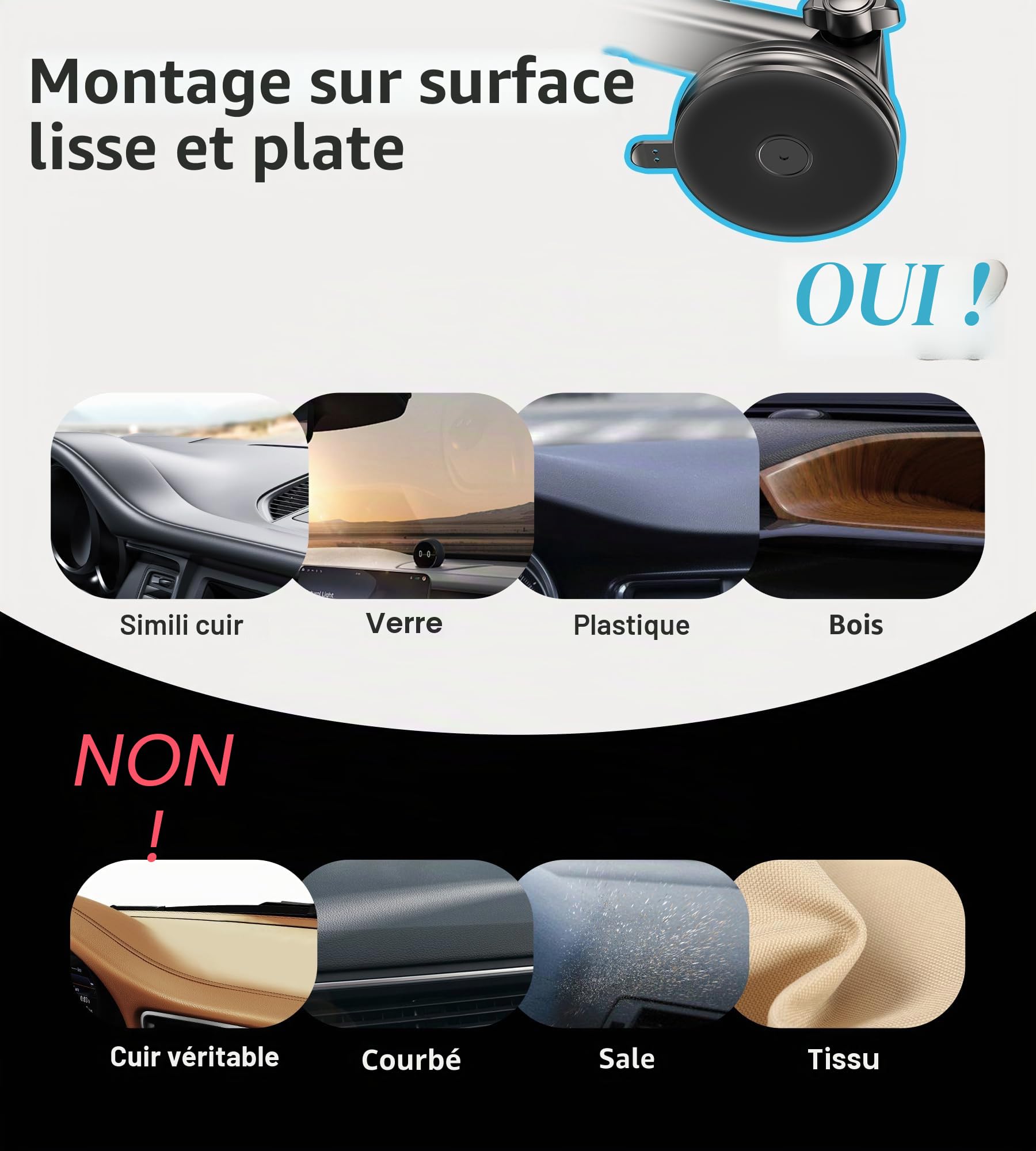 Porte Telephone Voiture avec 【LED Light】 Support Telephone Voiture Magnetique Chargeur Induction Voiture pour Tableau de Bord et Pare-Brise Sortie d'air pour i-Phone 17 16 15 14 13 12 Series