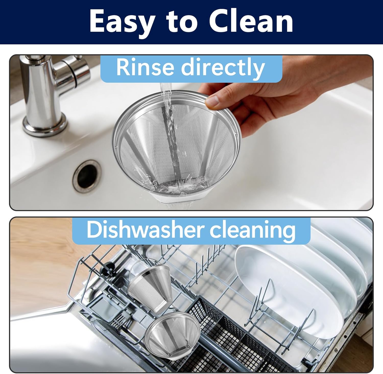 3Pcs Reusable #4 Stainless Steel Coffee Filter Compatible with Technivorm Moccamaster KBGV, KBT Coffee Machines, Durable Stainless Steel Coffee Filter NO 4 for Moccamaster for A Richer Coffee Flavor