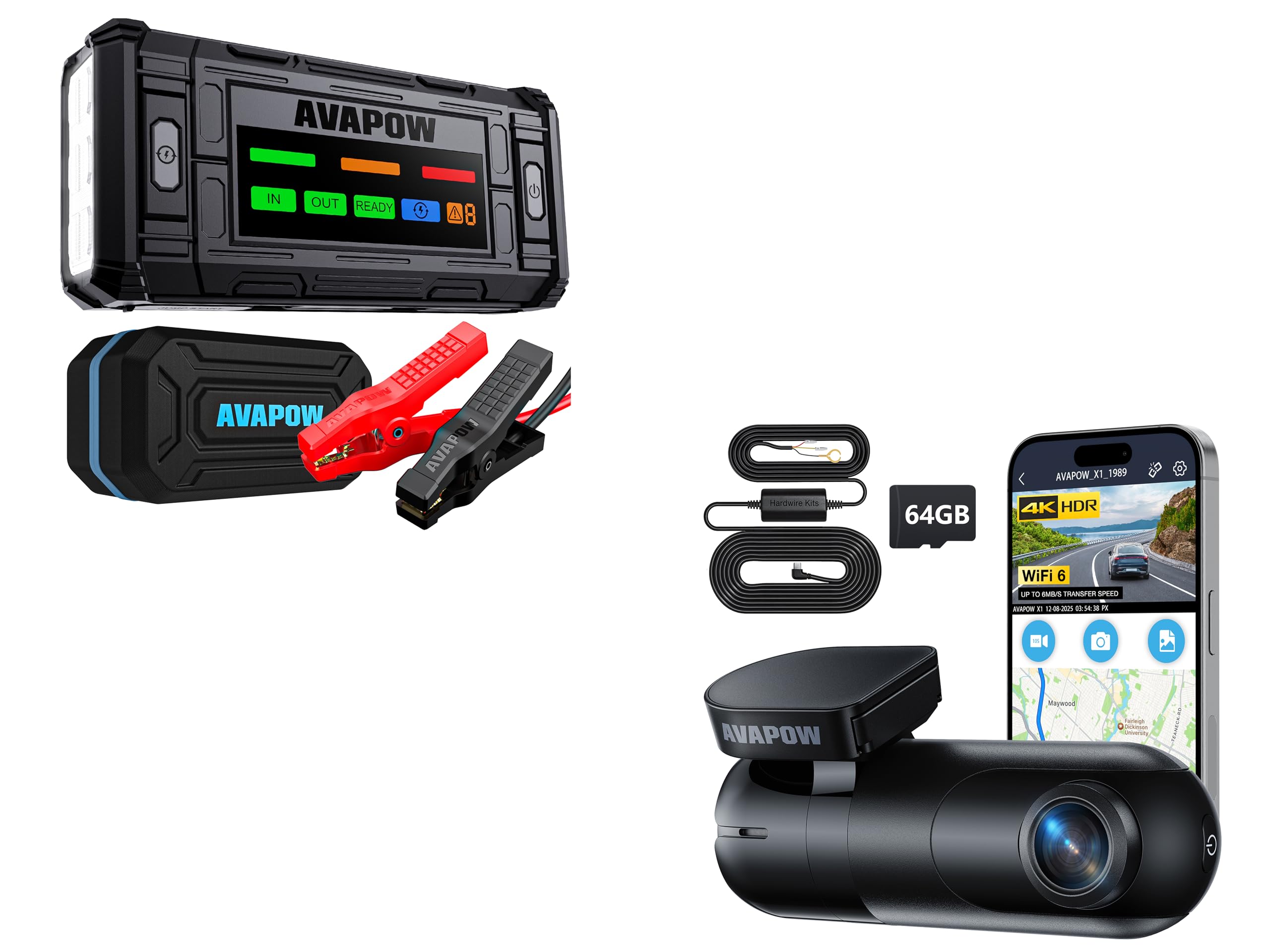 AVAPOW 4K Dash Cam Front for Cars Free Hardwire Kit 64GB Card Included - WiFi 6 AVAPOW TJ18