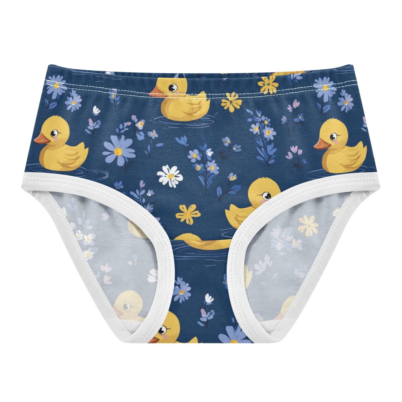 Wusikd Cute Duck Flowers Blue Girls Underwear Cotton Girls Briefs Soft Toddler Underwear 2T
