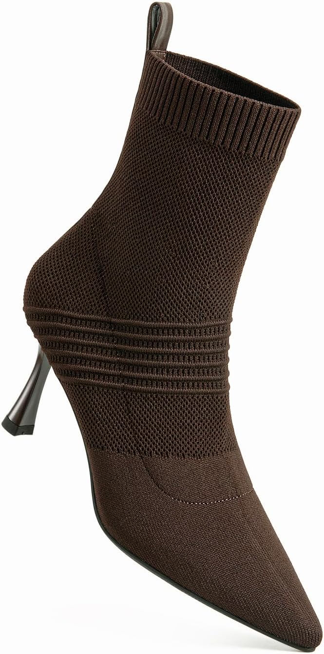 NEWBELLA COSY Women's Pointed Toe Ankle Boots - 3 Inch Kitten Heel Dressy Booties, Slip-On Winter Boots for Fall & Winter