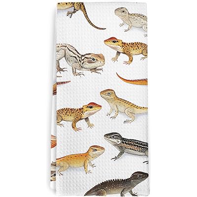 Bearded Dragon Gifts Kitchen Towel and Dish Towel, Lizard Reptiles Decor Hand Towels, Bearded Dragon Gift Decorative Hand Dish Tea Towels for Bathroom Kitchen,Animal Lover Gifts 16x24 Inch