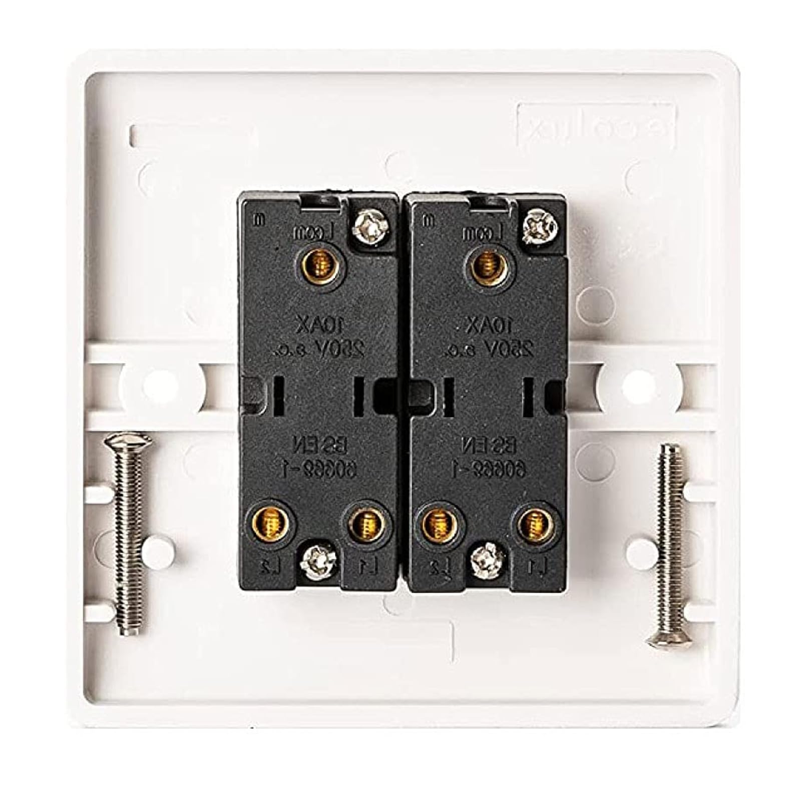 2 Gang 2 Way Light Switch, White Electric Curved Edge Light Switches with Screws, 250 V A.C - Image 2