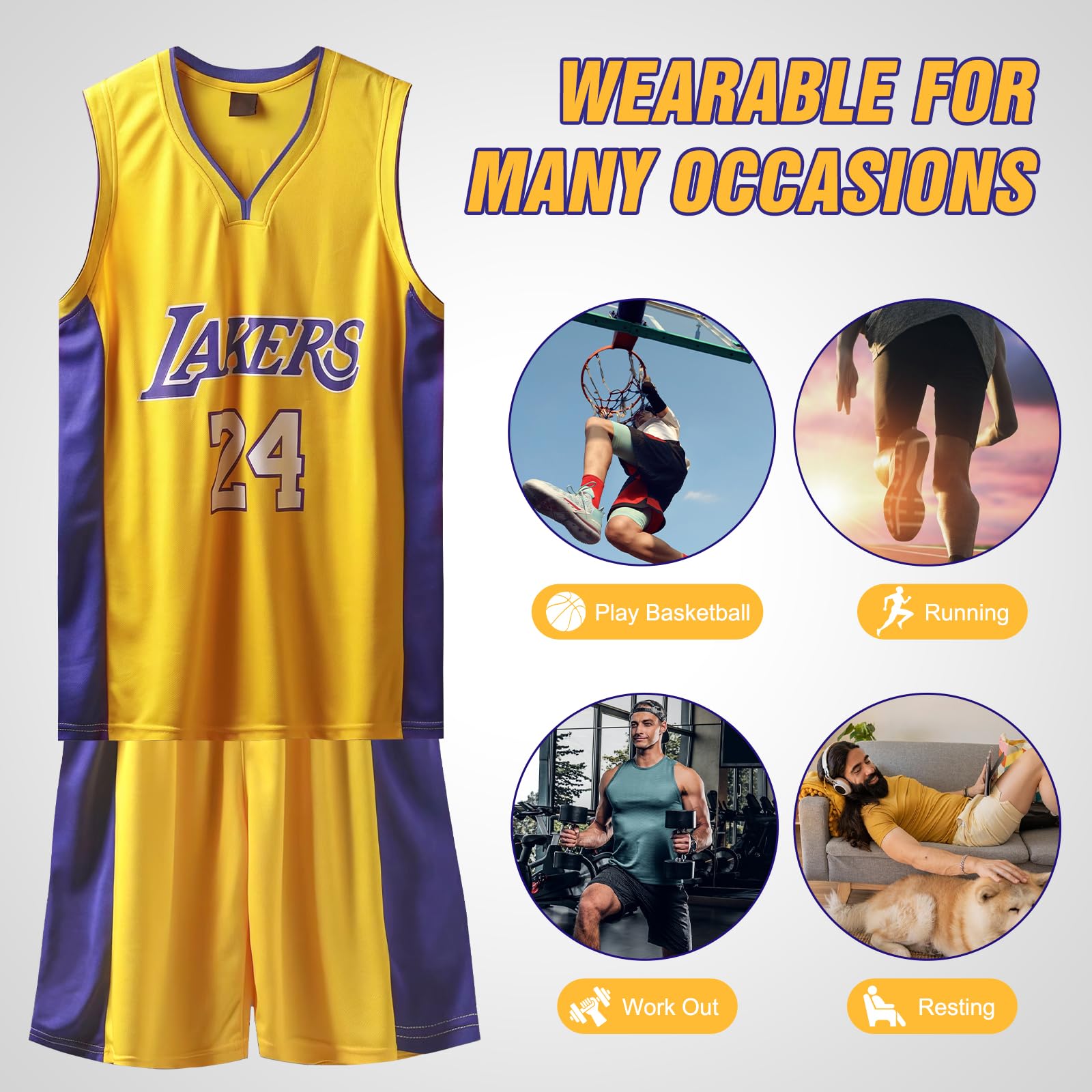 Pardofelis Maglia da basket da uomo, basket, jersey, abbigliamento da allenamento, senza maniche, traspirante, per sport, basket, maglietta e pantaloncini con 2 fasce per il sudore