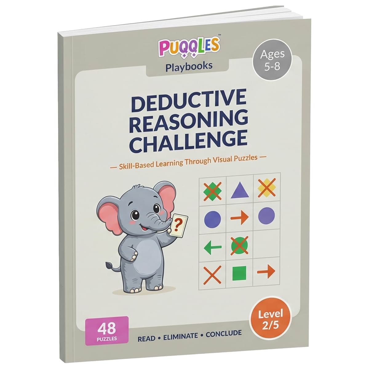 book: PUQQLES Deductive Reasoning Activity Book for Kids Ages 5–8