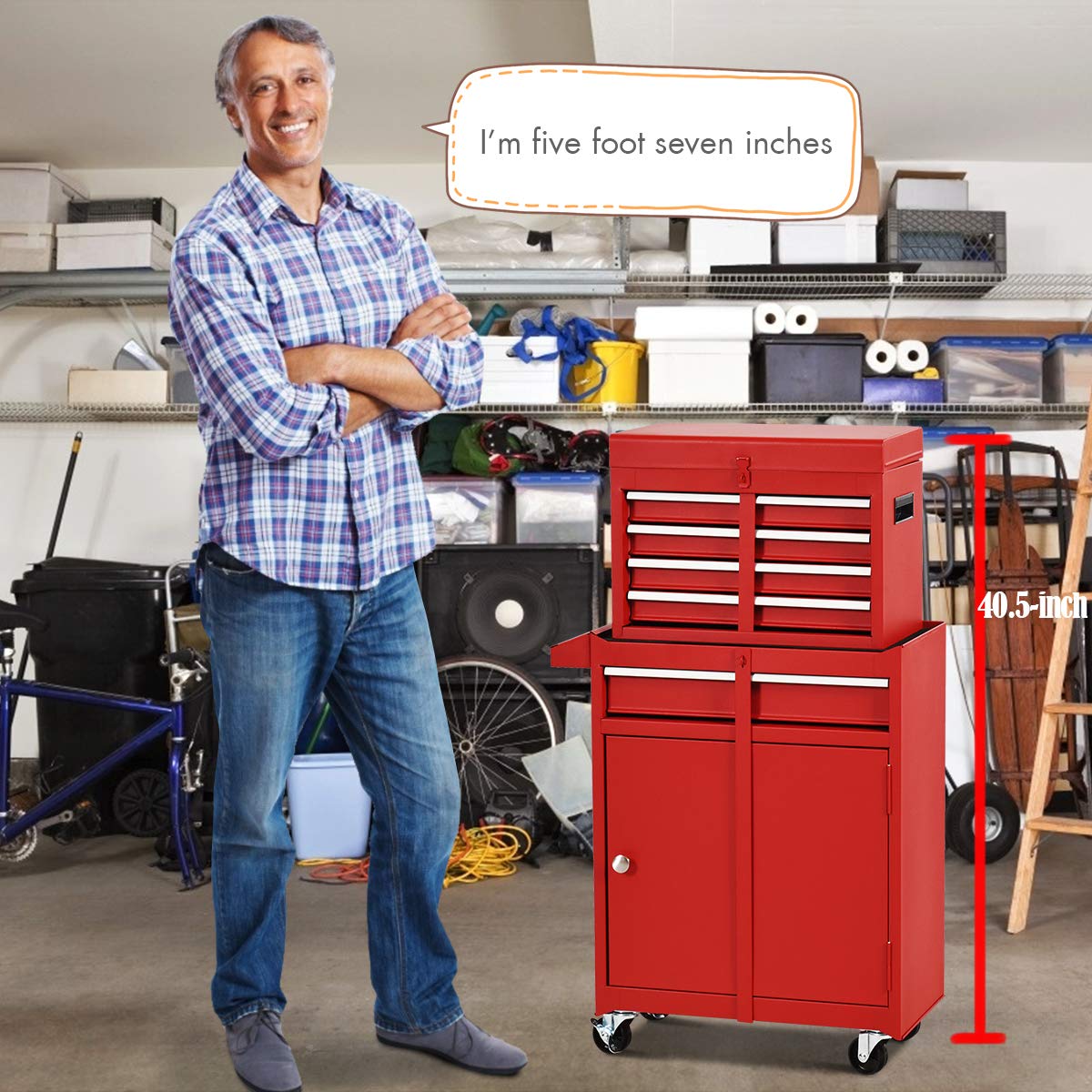 Goplus 5Drawer Rolling Tool Chest, Tool Storage Box, Removable Tool Sliding Metal