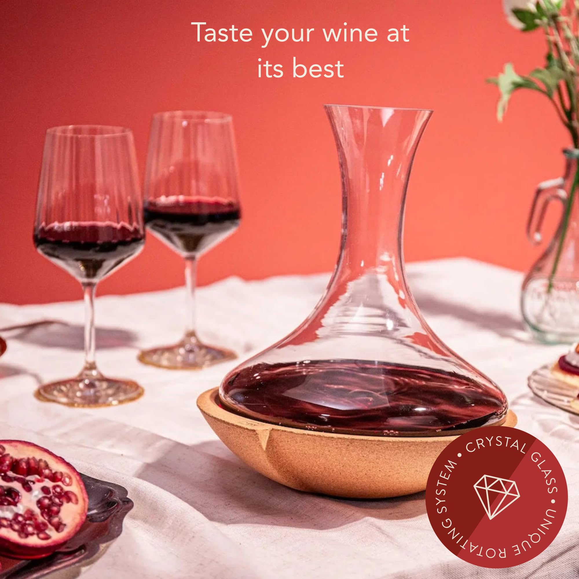Vacu Vin Swirling Carafe | Crystal Glass Wine Decanter