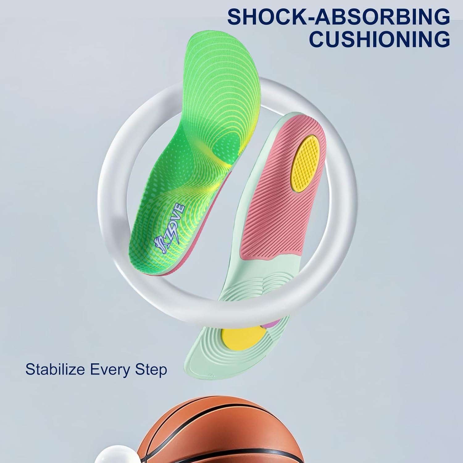 ZOVE Plantar Fasciitis Insoles for Unisex Extra Wide Width Shoe Insoles Arch Support Orthopedic Shoes Damping Apply Work and Sneakers 8833 Green 40-41 - Image 6