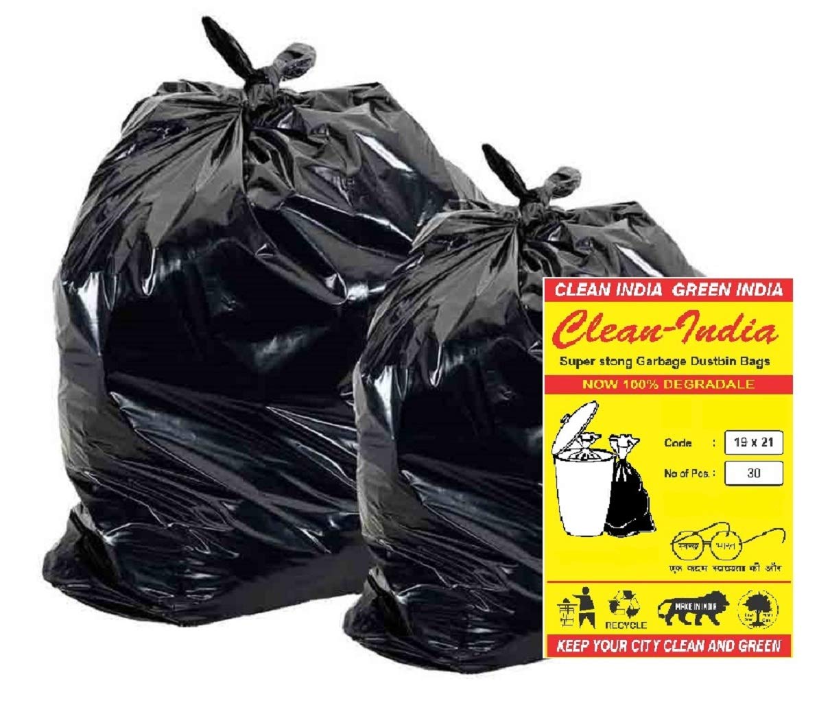 Clean India™ - 3 Packs Medium Garbage Bags(90 pcs). (Black)