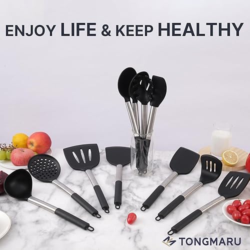 Miniatura 2 de Juego de utensilios de cocina de silicona grande, 11 piezas, utensilios de cocina para utensilios de cocina antiadherentes, espátula, volteador,