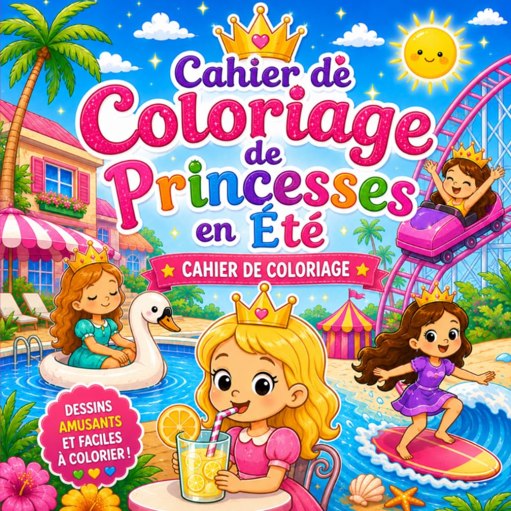 Cahier de Coloriage de Princesses en Été: 40 pages de coloriage de princesses en été pour les garçons et les filles de 3, 4, 5, 6, 7 et 8 ans