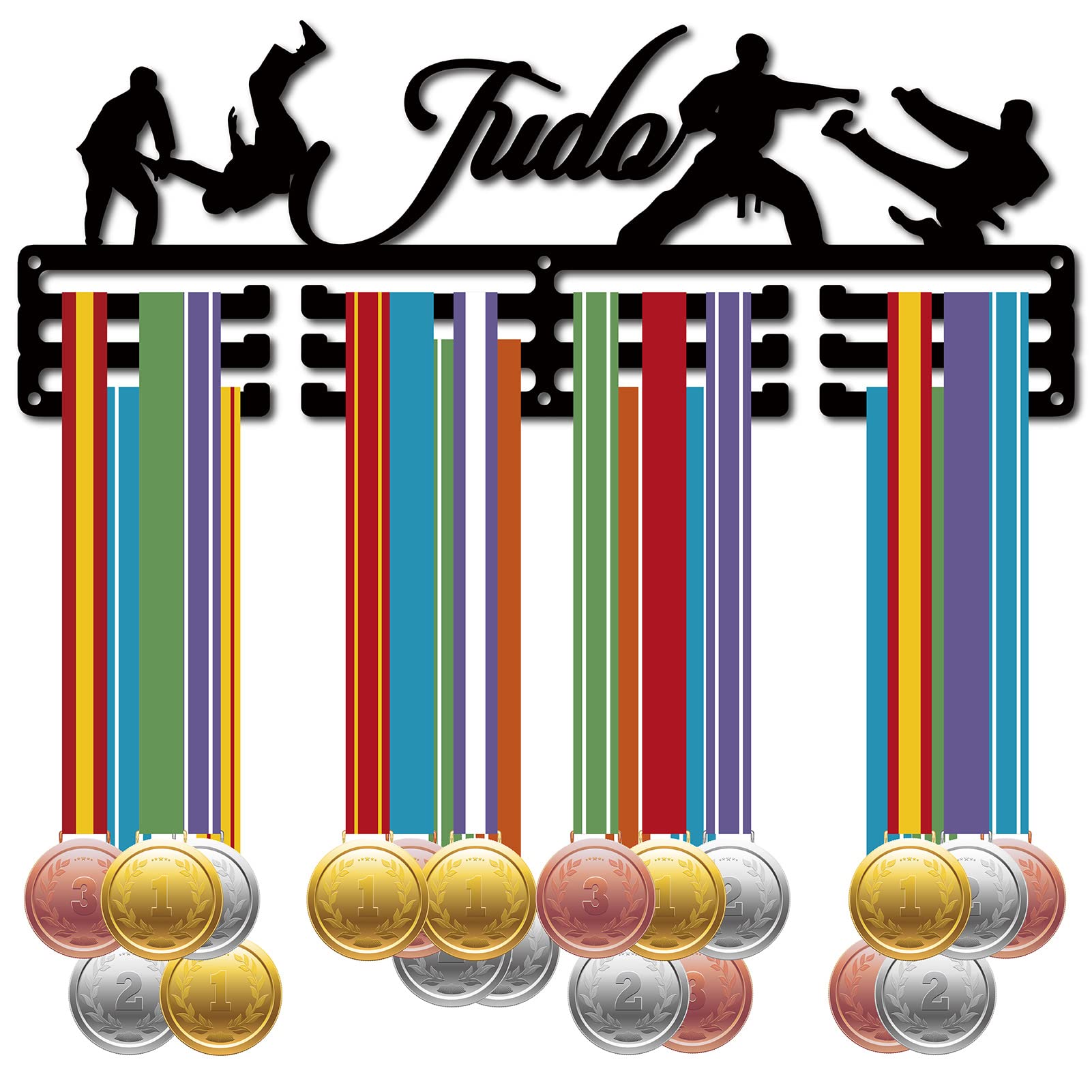 CREATCABIN Karate Image Atleta Medalla Titular Medallas Soporte de Exhibición Montaje En Pared Colgador Decoración Porta Medallas para Corredores Hogar Almacenamiento Gimnasia Más de 60 medallas — view 11
