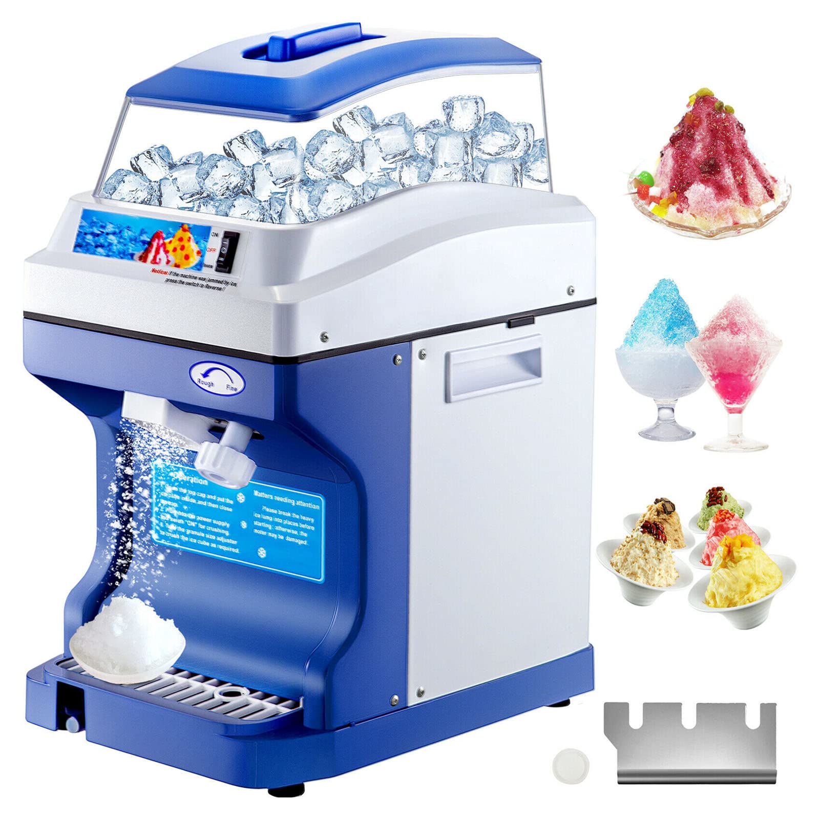 Macchina elettrica per tritaghiaccio per tritaghiaccio Cono di Neve Ghiaccio congelato per tritare Granite Macchina per Catering Spessore Regolabile 441 libbre/H 320 Giri/min per Bar e Negozi commer