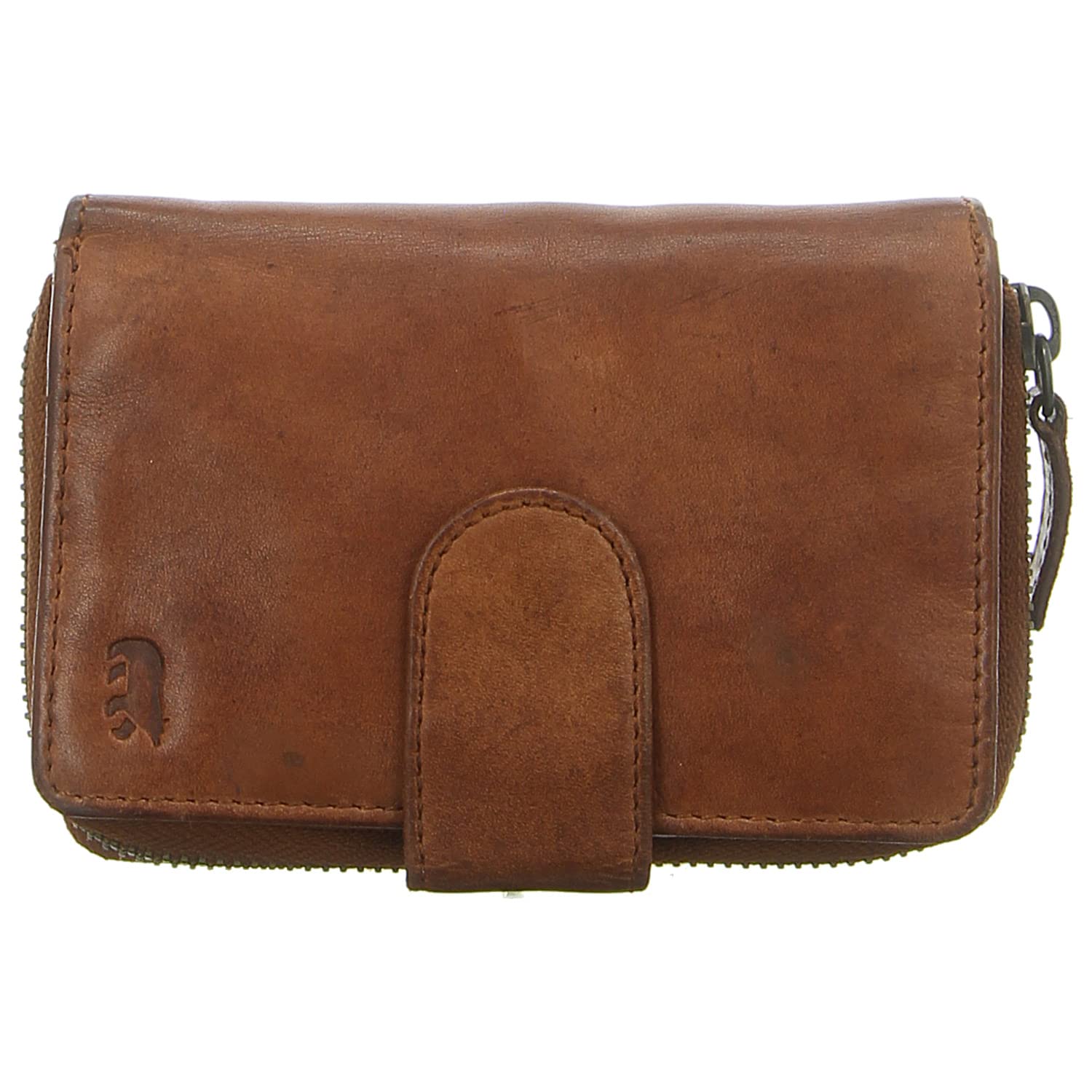 Bear Design Damen Geldbörse Leder Portemonnaie Geldbeutel 10 Kartenfächer Cognac