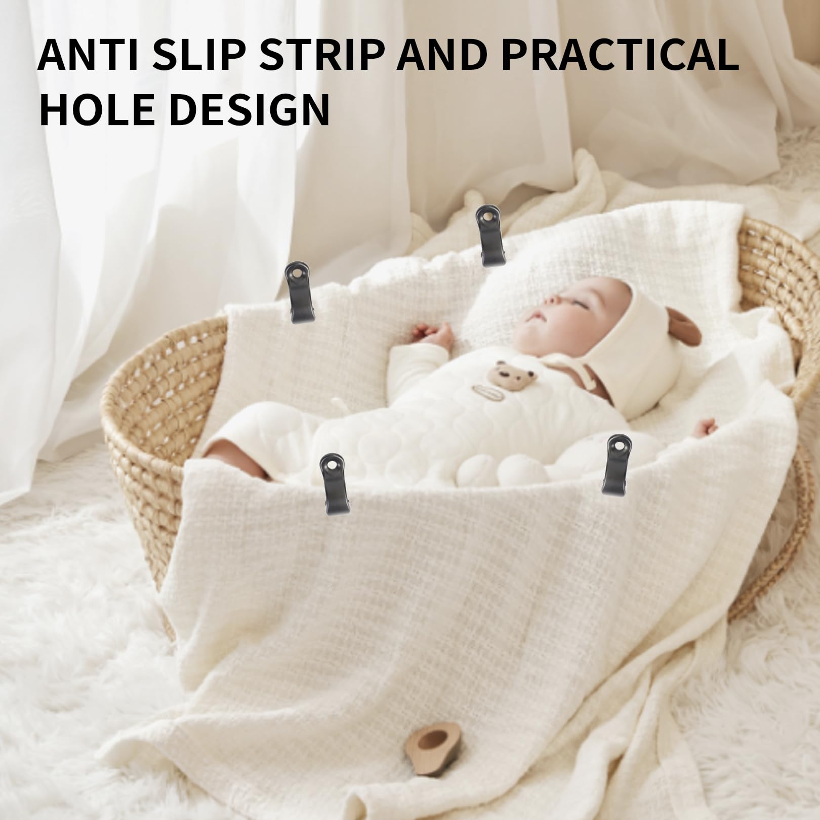 4 mollette per passeggino, clip per il fissaggio di giocattoli, clip per passeggino per ovetto, fissaggio di coperte, accessori per passeggini, sedie a sdraio