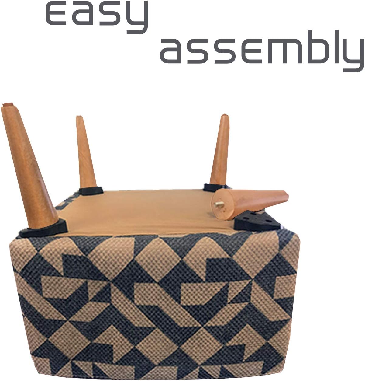 Tесh Dеаlѕ 🔥 Casamudo Square Ottoman Pouf Chair, Wooden Leg Ottoman Chair for Living Room, Square Foot Stool for Living Room, Modern Vanity Stool for Bedroom, Blue - Cream