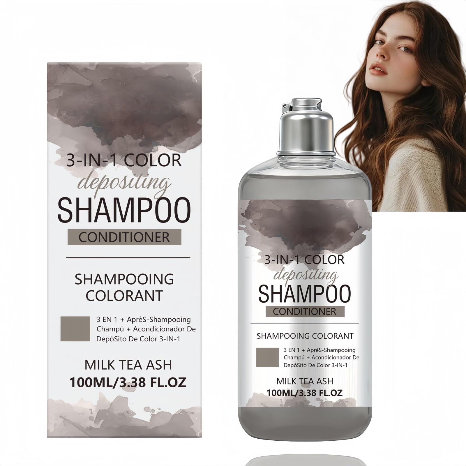 Milk Tea Ash Hair Dye Shampoo for Men & Women,Hair Colour Shampoo